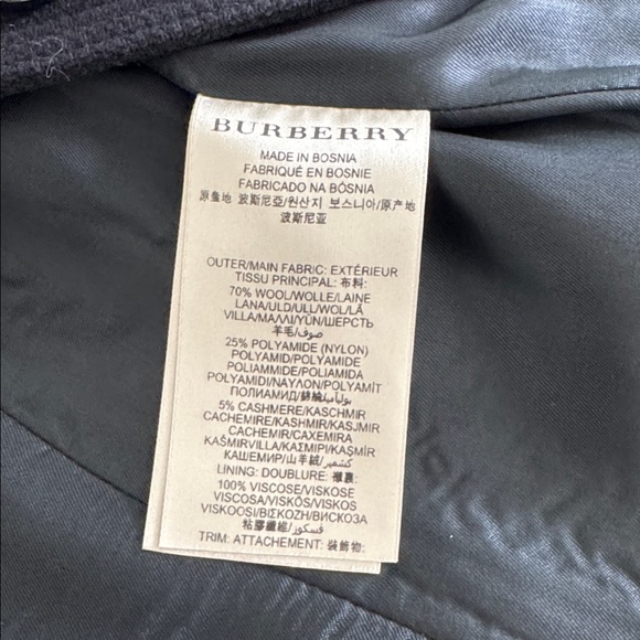 Burberry Brit Black Rushworth Belted Wool Cashmere Blend Trench Coat Size 6 - Picture 13 of 13